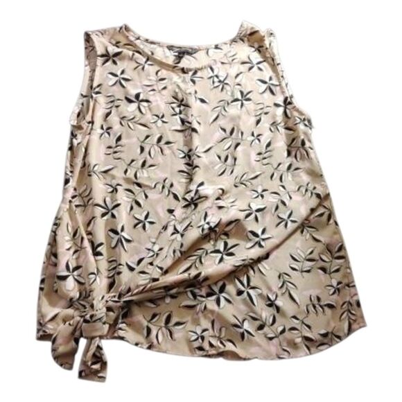 Ann Taylor Tan and Cream Sleeveless Tie Front Blouse - Picture 1 of 5